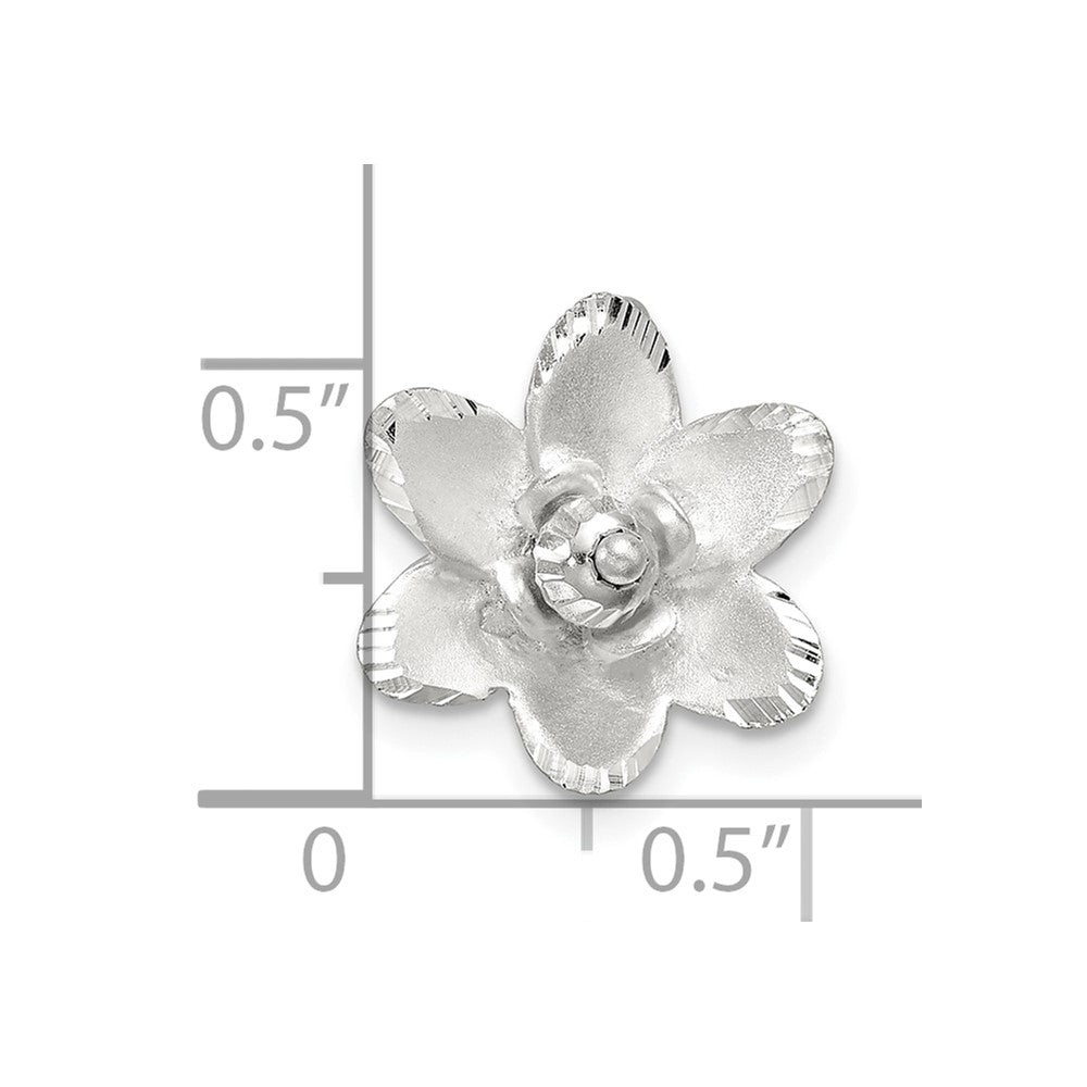 Sterling Silver Satin and D/C Flower Pendant