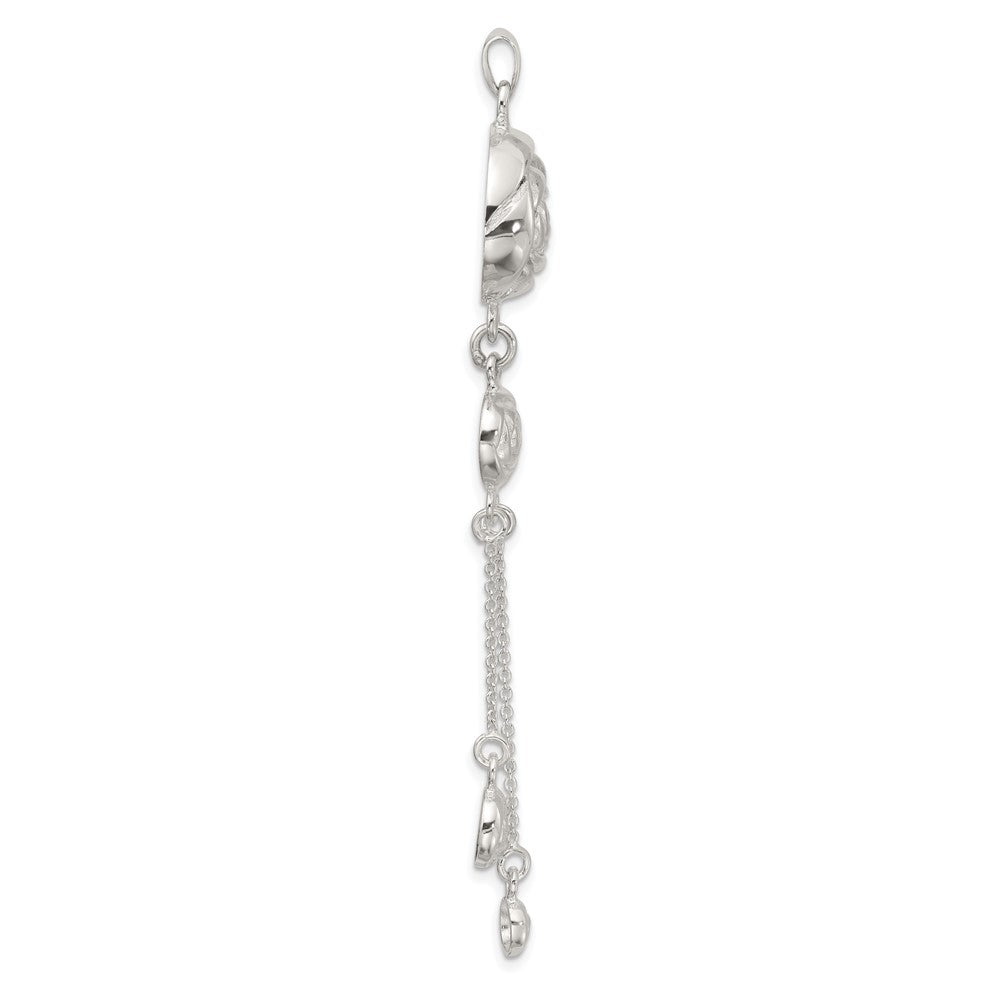 SS Polished Textured Flowers Double Strand Chain Pendant