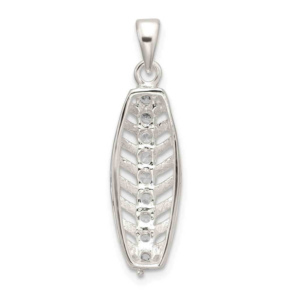 Sterling Silver Polished CZ Leaf Chain Slide