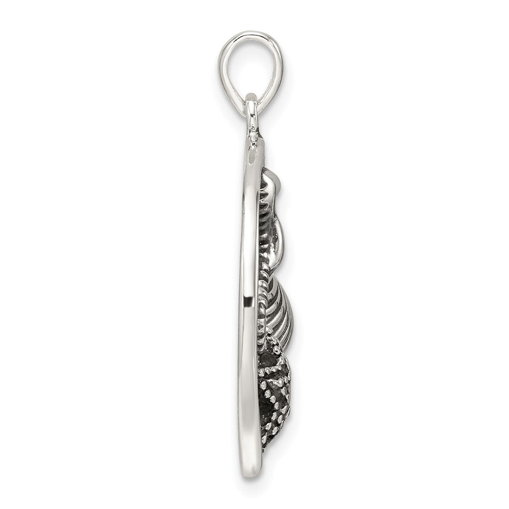 Sterling Silver Polished and Antiqued Circle Pendant