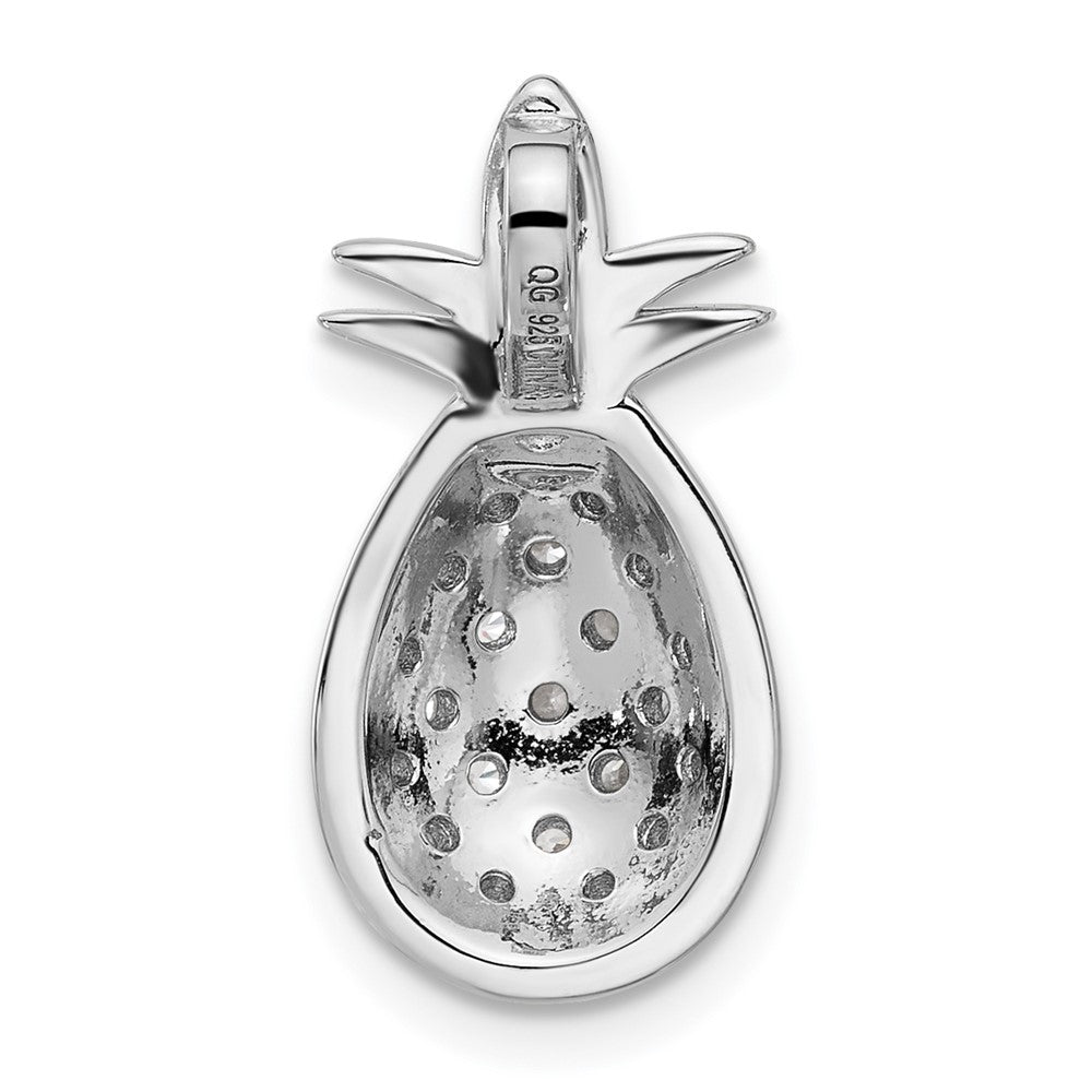 Sterling Silver Rhodium-plated CZ Pineapple Pendant