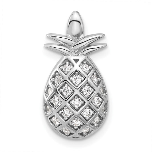 Sterling Silver Rhodium-plated CZ Pineapple Pendant