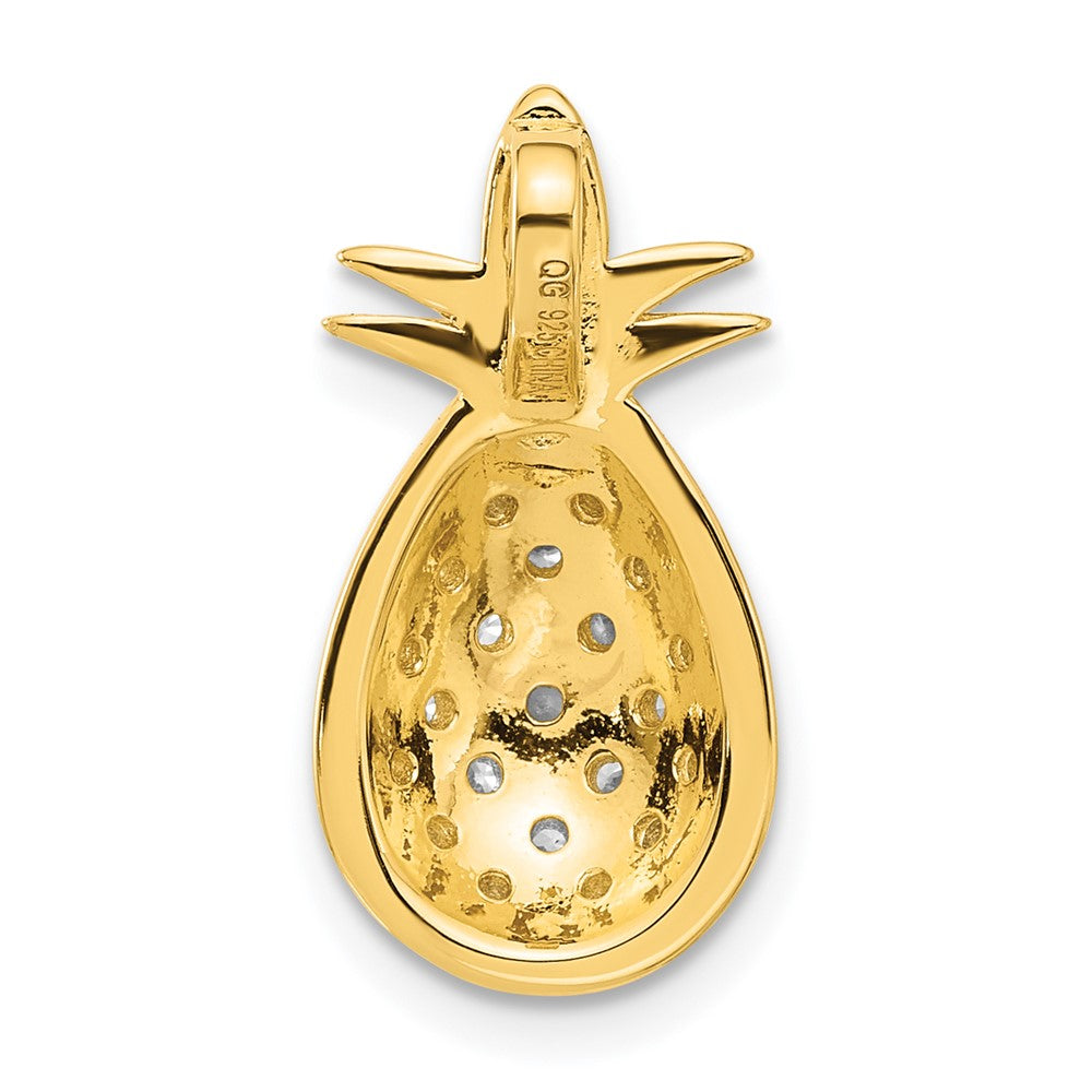 Sterling Silver Gold-tone CZ Pineapple Pendant