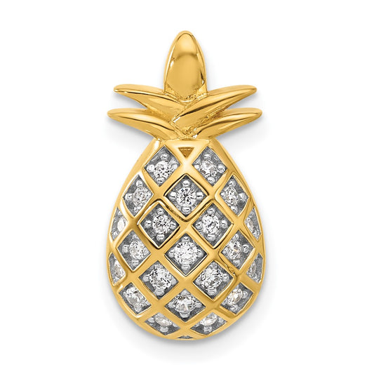 Sterling Silver Gold-tone CZ Pineapple Pendant