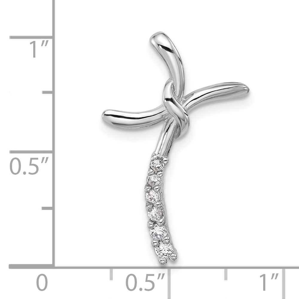 Sterling Silver Rhodium-plated Polished CZ Fancy Cross Chain Slide