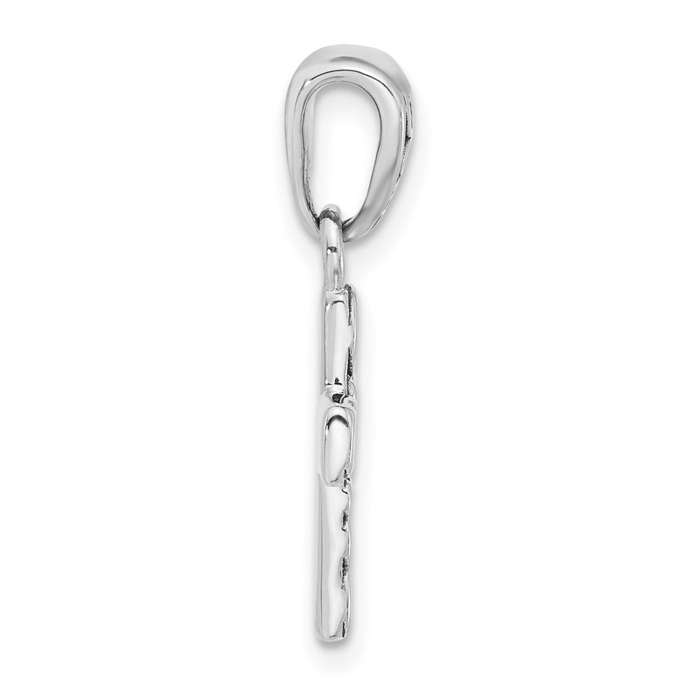 Sterling Silver Rhodium-plated Oxidized Small Cross Pendant