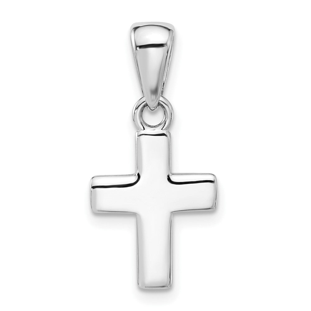 Sterling Silver Rhodium-plated Oxidized Small Cross Pendant