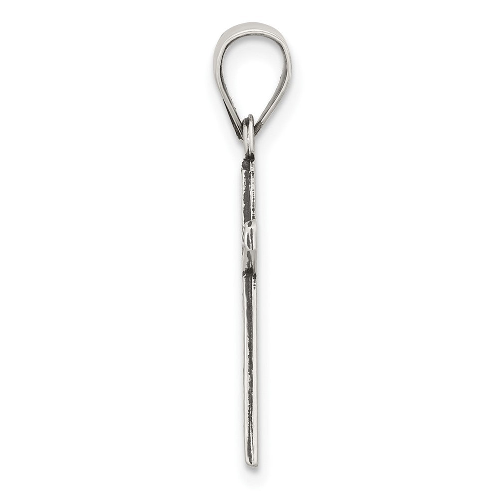 Sterling Silver Antiqued Solid Textured Cross Pendant
