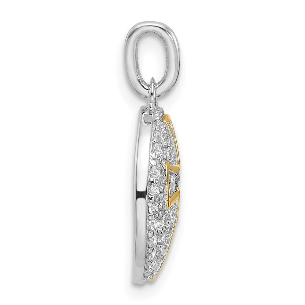 Sterling Silver Gold-plated CZ Cross Circle Pendant