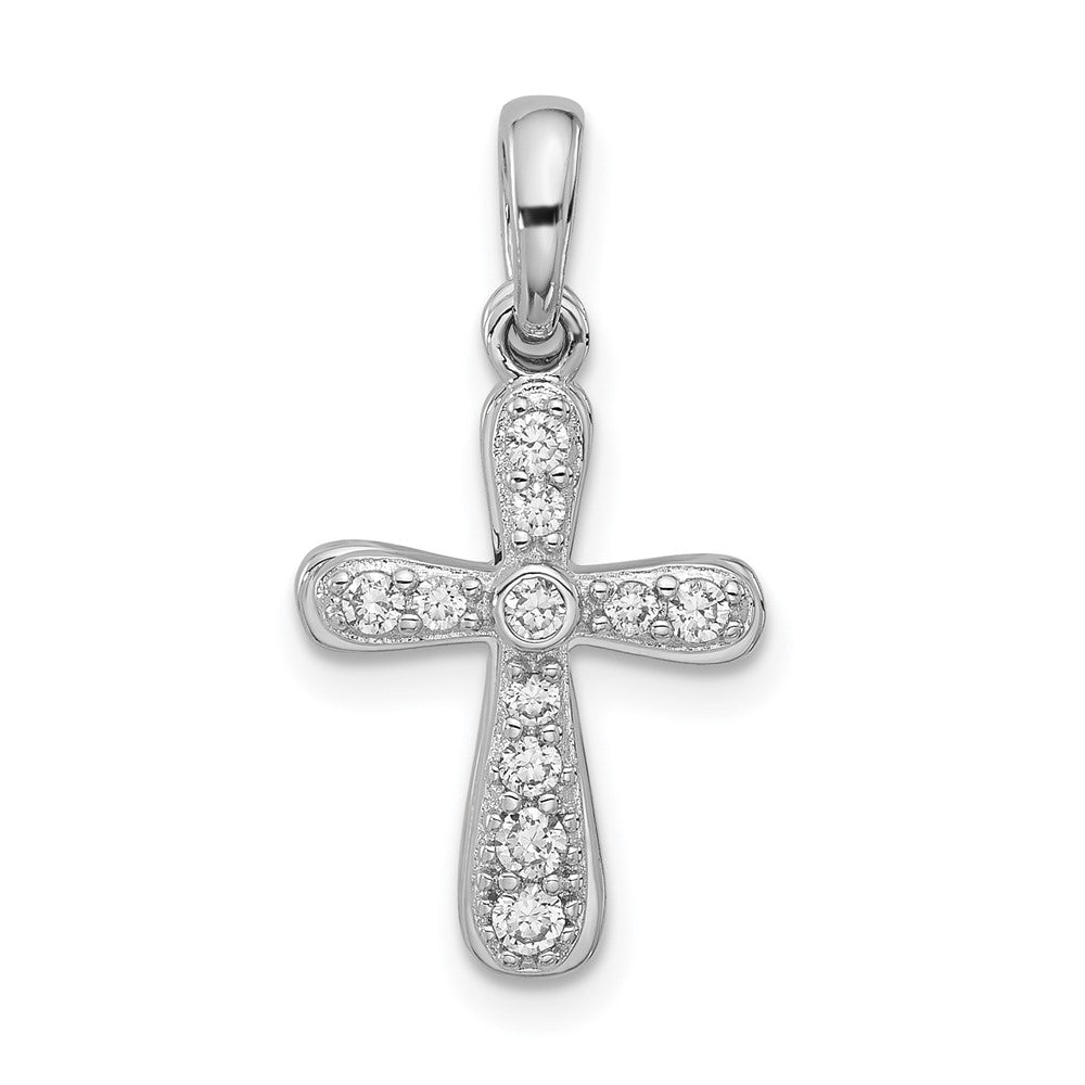 Sterling Silver Rhodium-plated CZ 2 Piece Cross Pendant