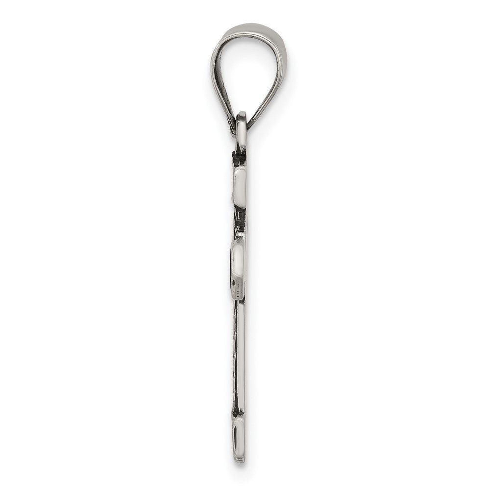 Sterling Silver Antiqued Solid Textured Budded Cross Pendant