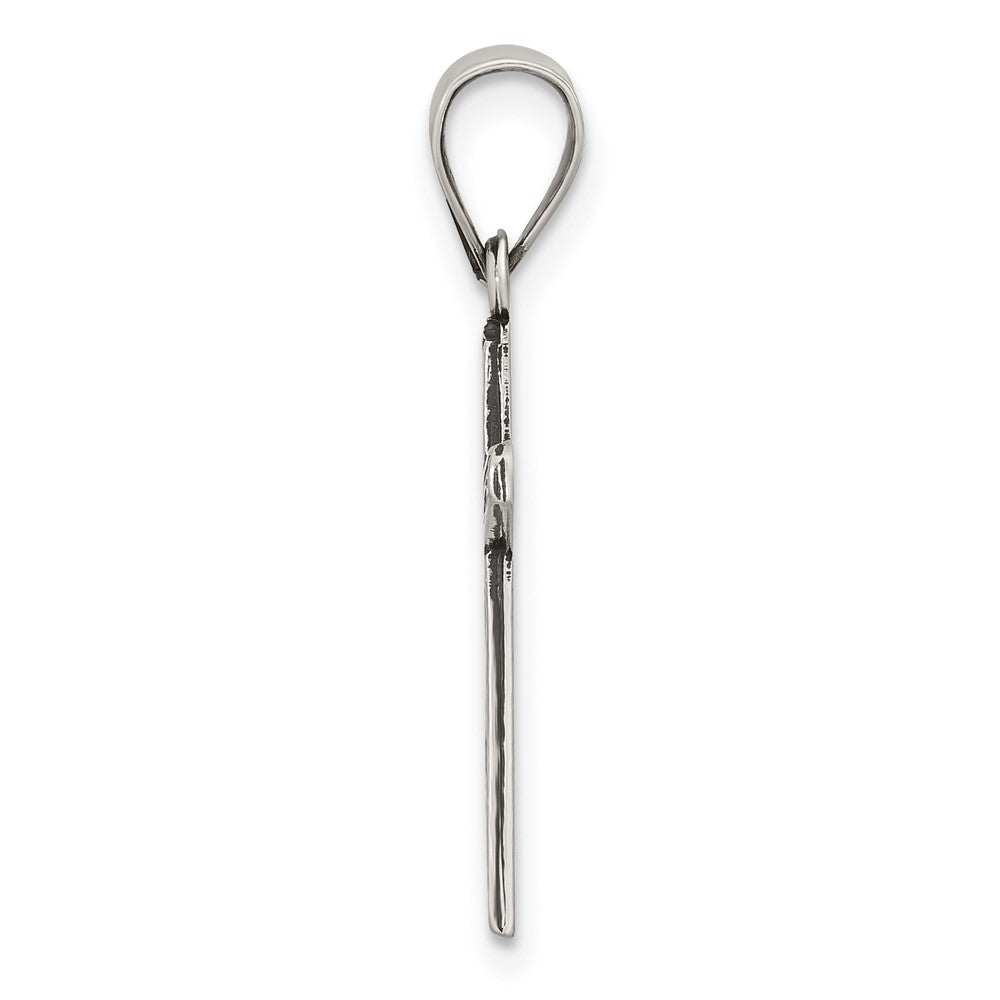 Sterling Silver Antiqued Solid Textured Budded Cross Pendant