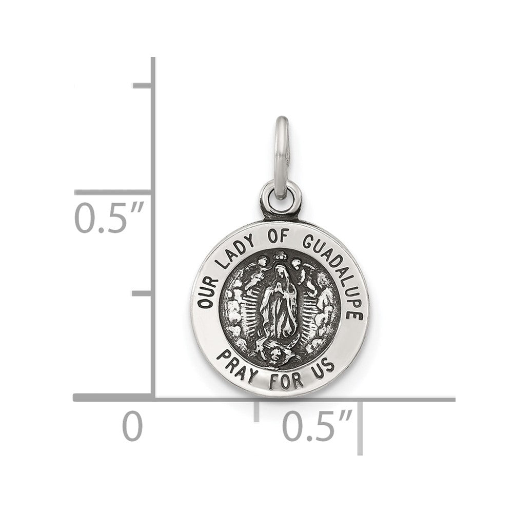Sterling Silver Antiqued Solid of Guadalupe Medal