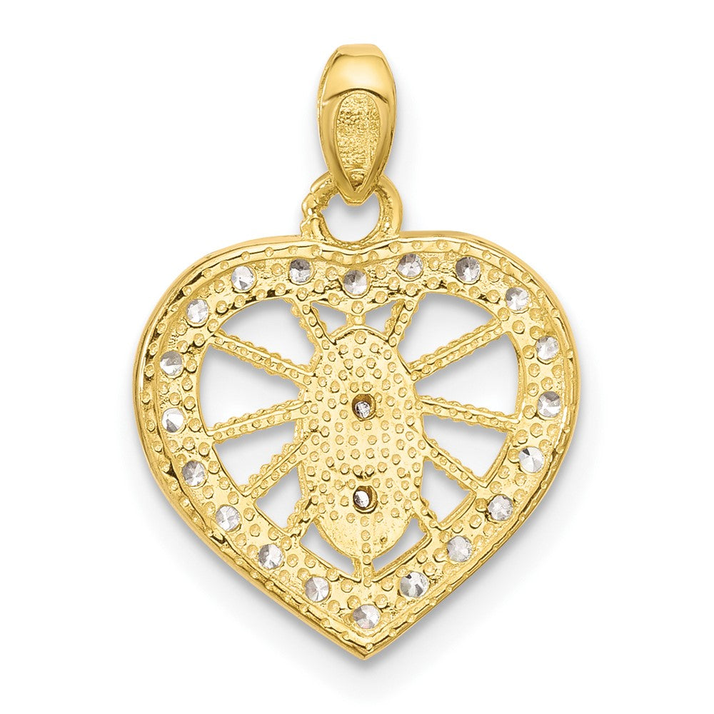 SS Gold and Rose-tone CZ Our of Guadalupe Heart Pendant