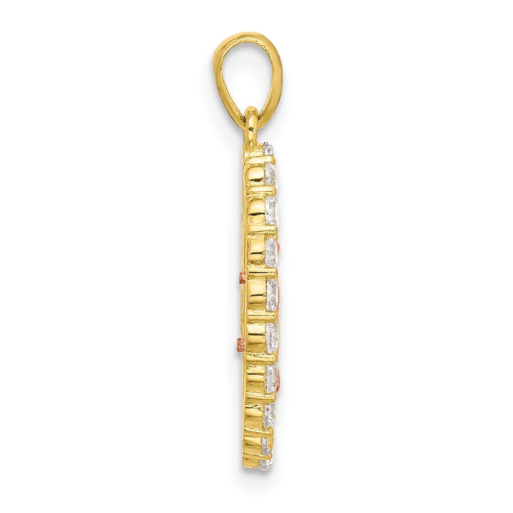 SS Gold and Rose-tone CZ Our of Guadalupe Oval Pendant