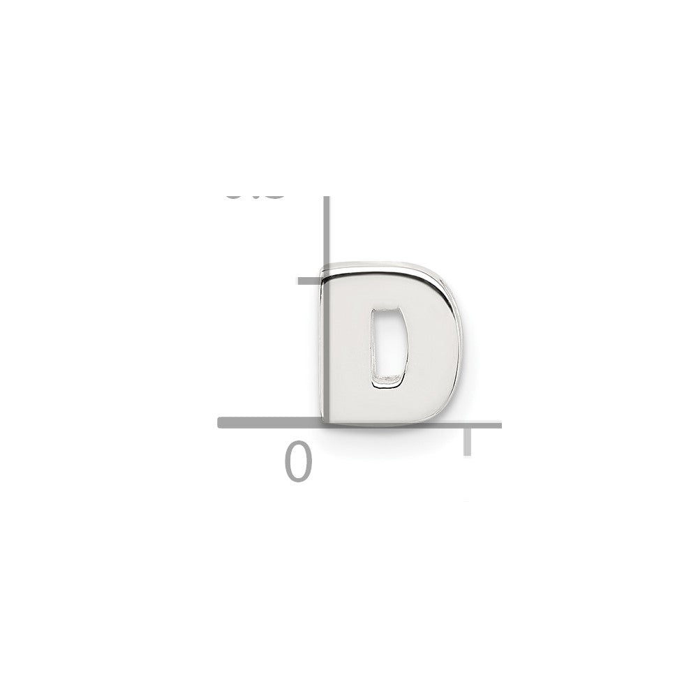 Sterling Silver E-coated Letter D Slide Charm
