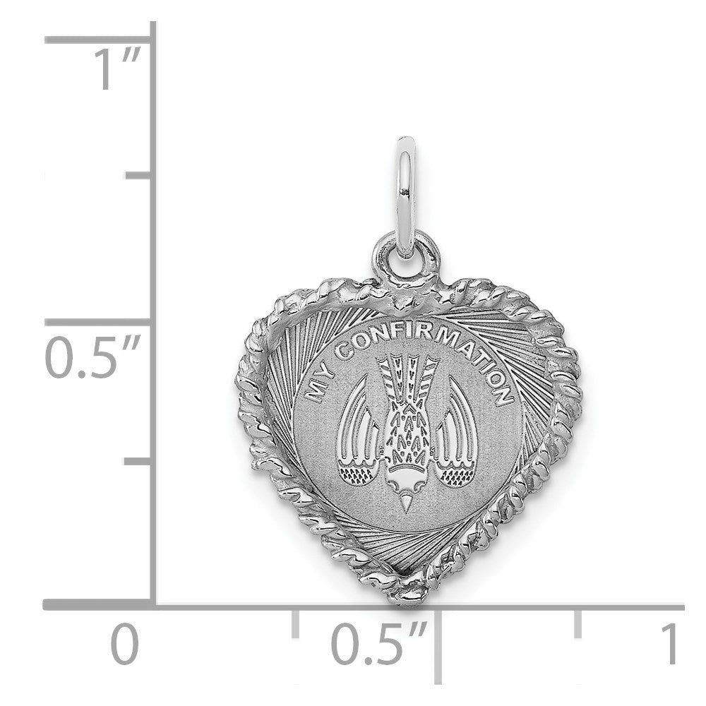 Sterling Silver Rhodium-plated My Confirmation Disc Charm