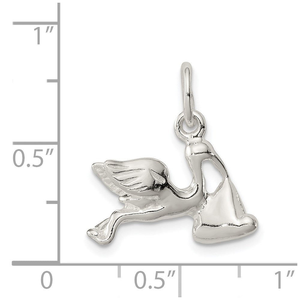 Sterling Silver STORK W/ CHARM