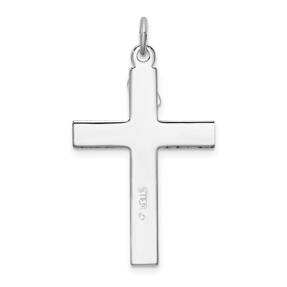 Sterling Silver Rhodium-plated Enameled Crucifix Pendant