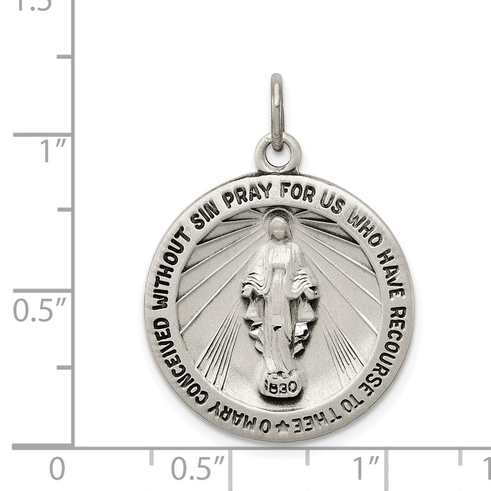 Sterling Silver Antiqued Virgin Mary Medal