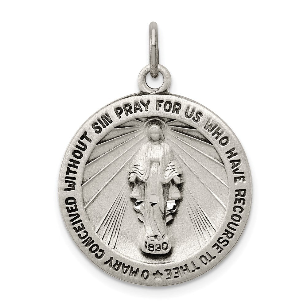 Sterling Silver Antiqued Virgin Mary Medal