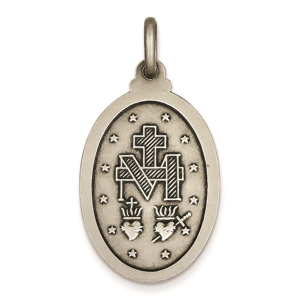 Sterling Silver Antiqued Virgin Mary Medal