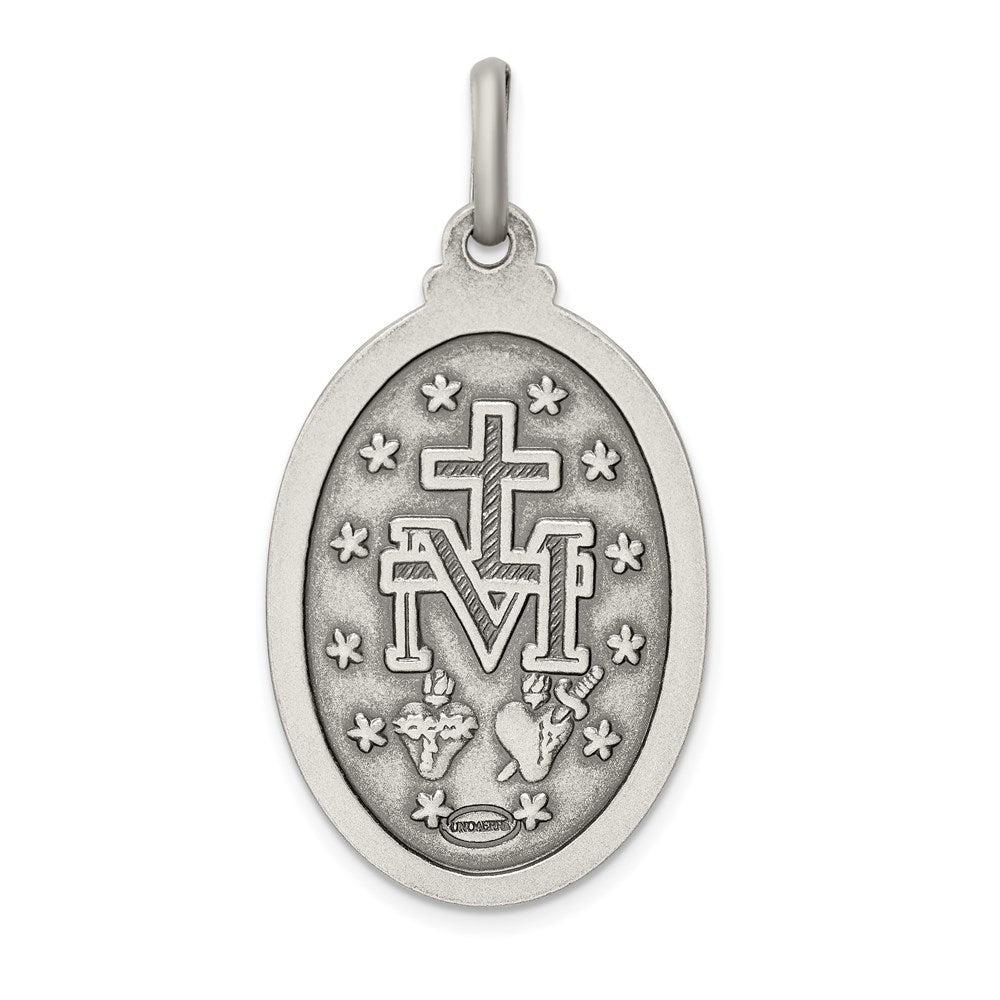 Sterling Silver Antiqued Virgin Mary Medal