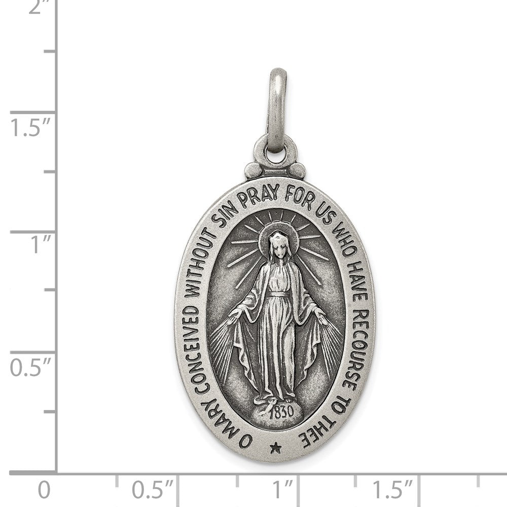 Sterling Silver Antiqued Virgin Mary Medal