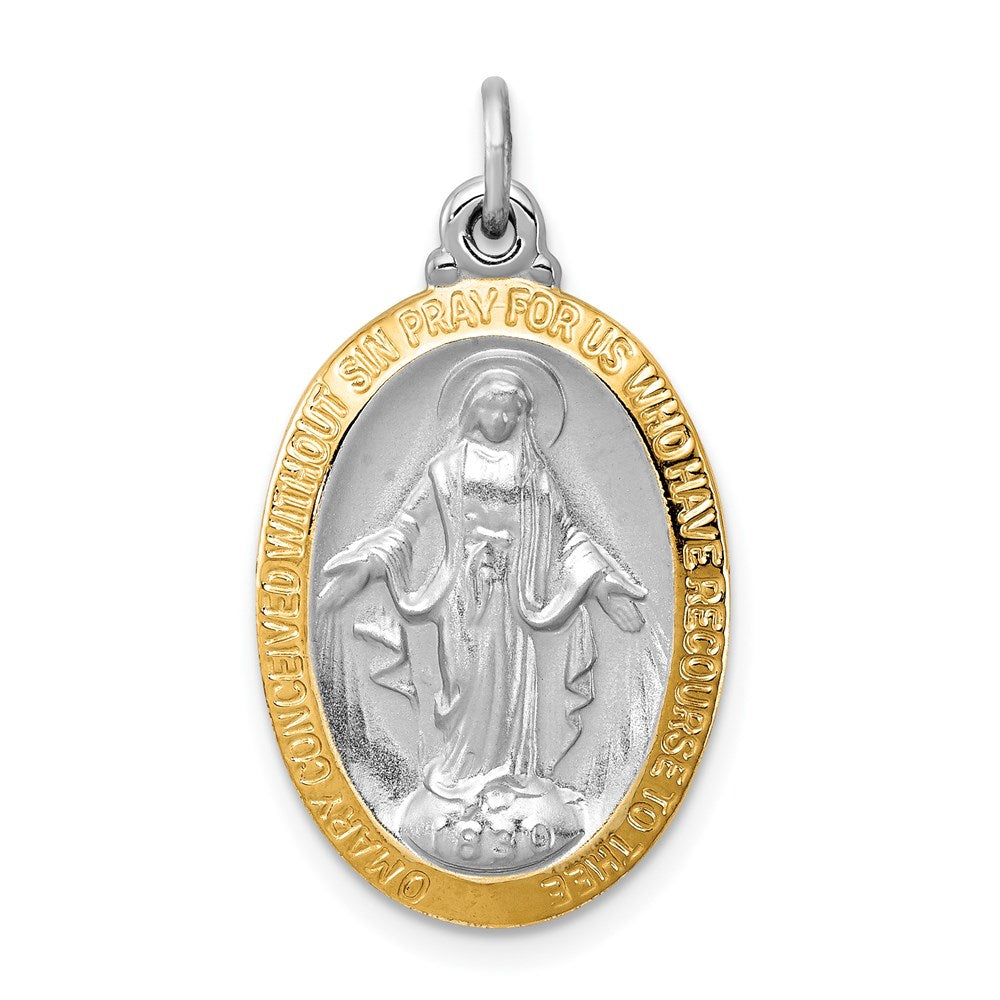 Sterling Silver Rhodium-plated Virgin Mary Medal