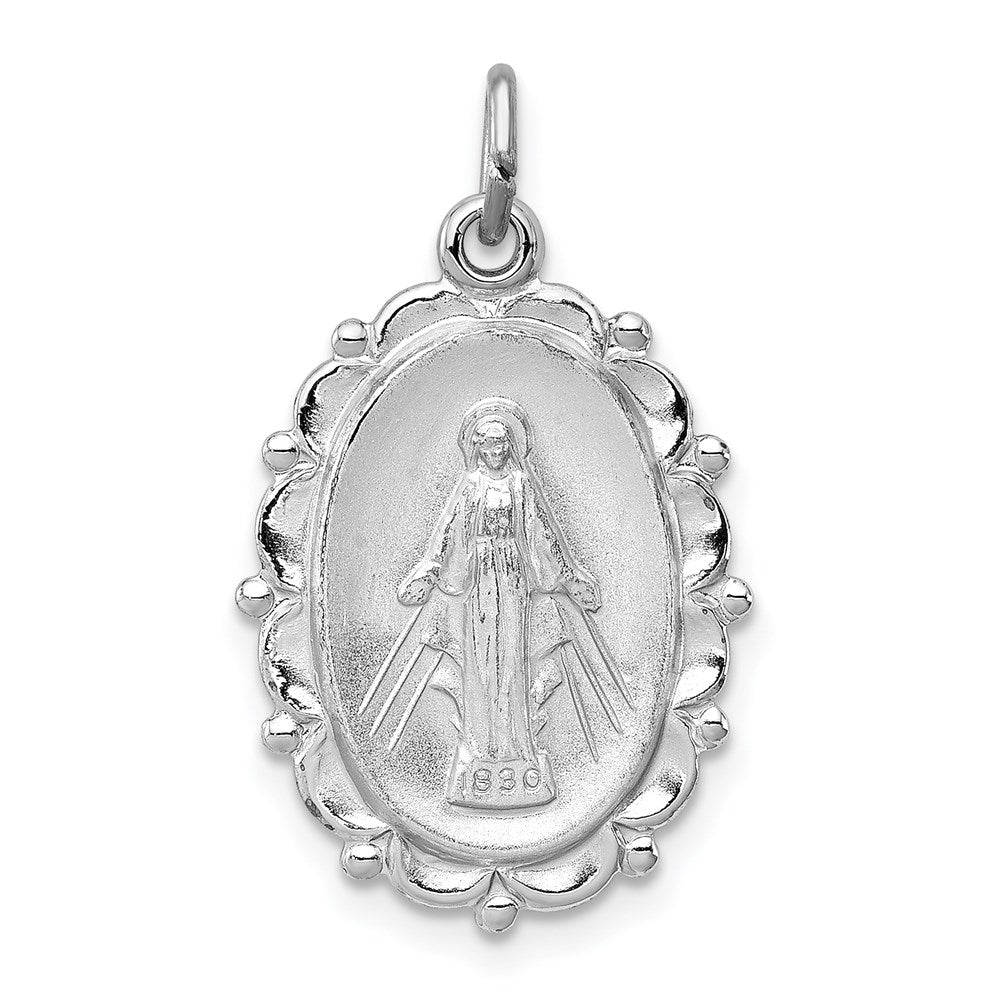 Sterling Silver Rhodium-plated Virgin Mary Medal
