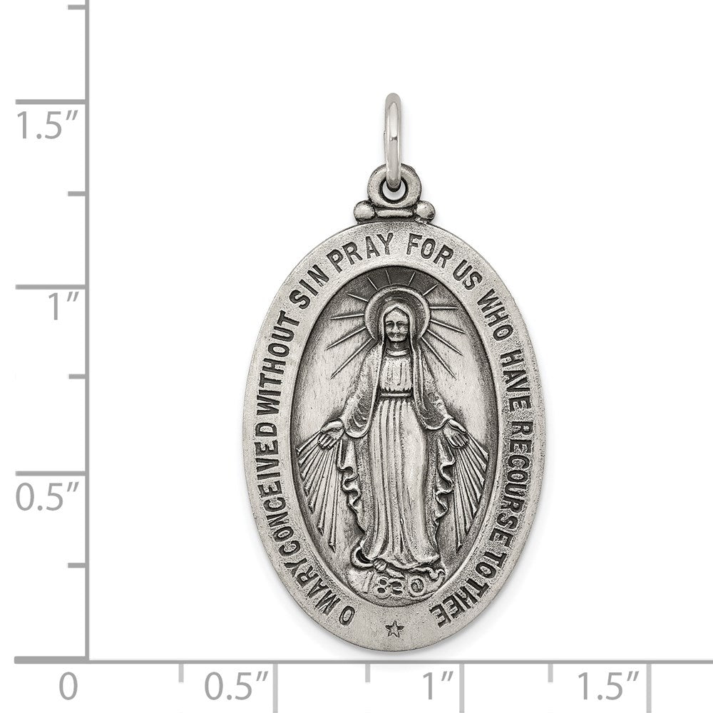 Sterling Silver Antiqued Virgin Mary Medal