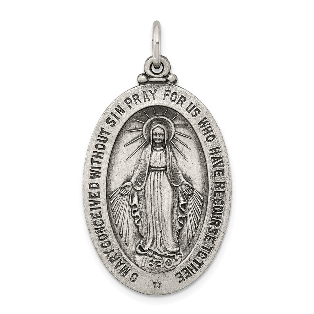 Sterling Silver Antiqued Virgin Mary Medal