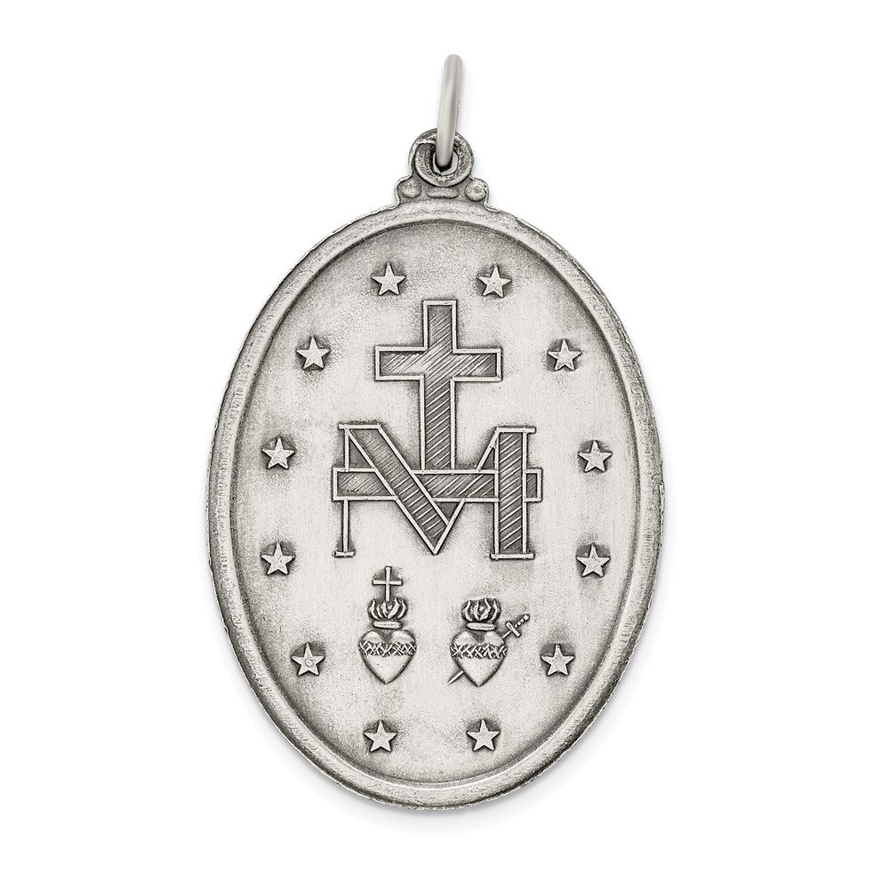 Sterling Silver Antiqued Virgin Mary Medal