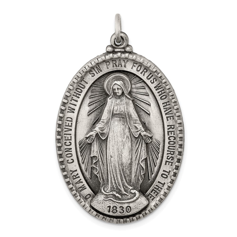 Sterling Silver Antiqued Virgin Mary Medal