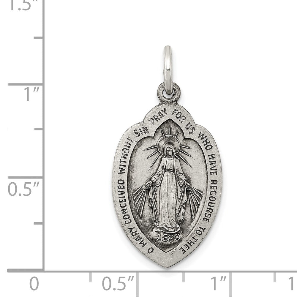 Sterling Silver Antiqued Virgin Mary Medal