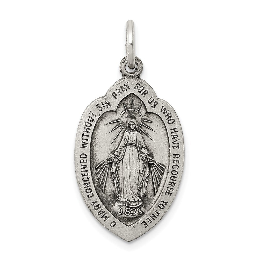 Sterling Silver Antiqued Virgin Mary Medal