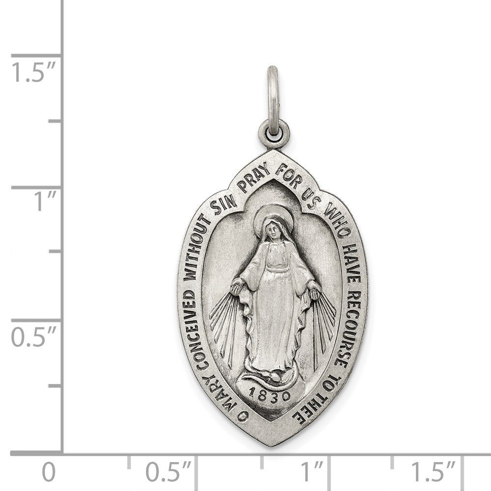 Sterling Silver Antiqued Virgin Mary Medal