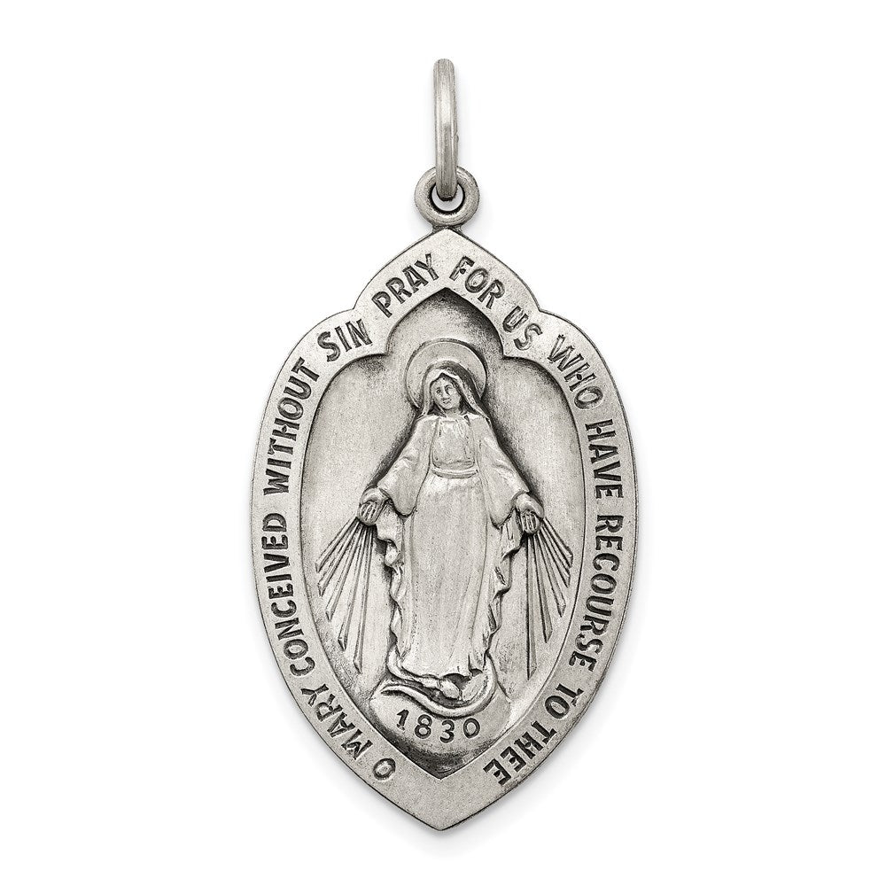Sterling Silver Antiqued Virgin Mary Medal