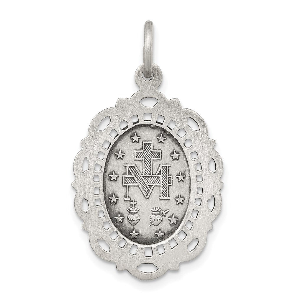 Sterling Silver Antiqued Virgin Mary Medal
