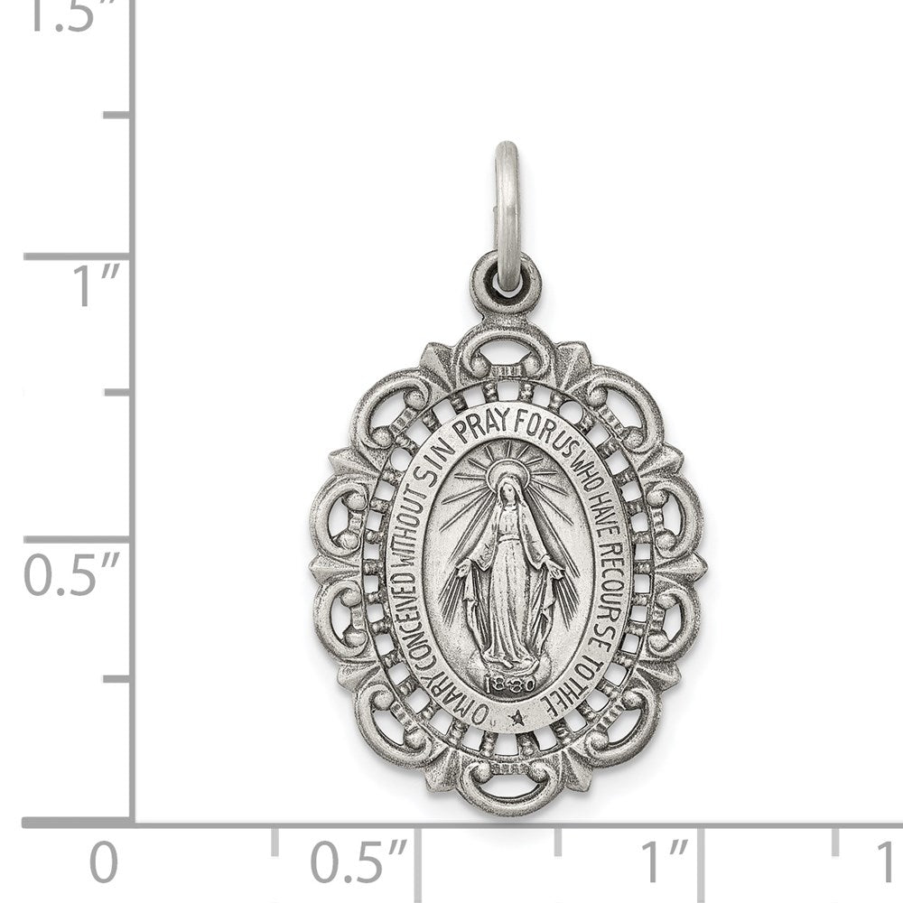 Sterling Silver Antiqued Virgin Mary Medal