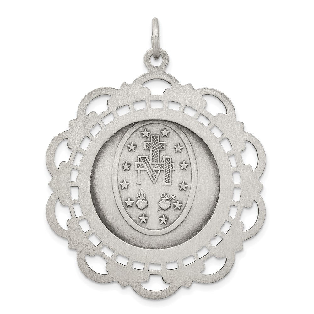 Sterling Silver Antiqued Virgin Mary Medal