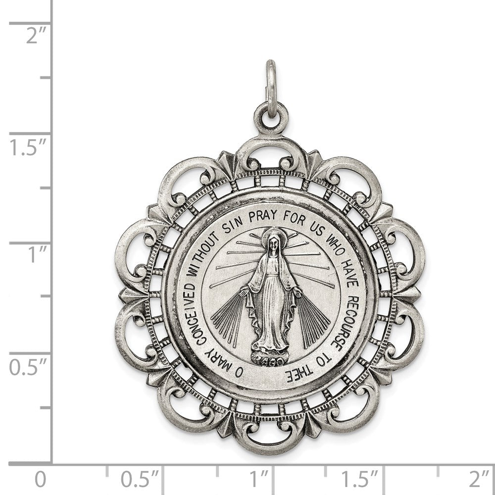 Sterling Silver Antiqued Virgin Mary Medal