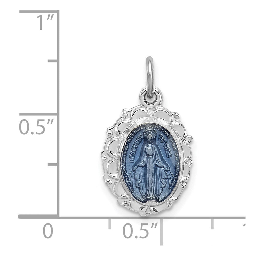 Sterling Silver Rhodium-plated Virgin Mary Medal