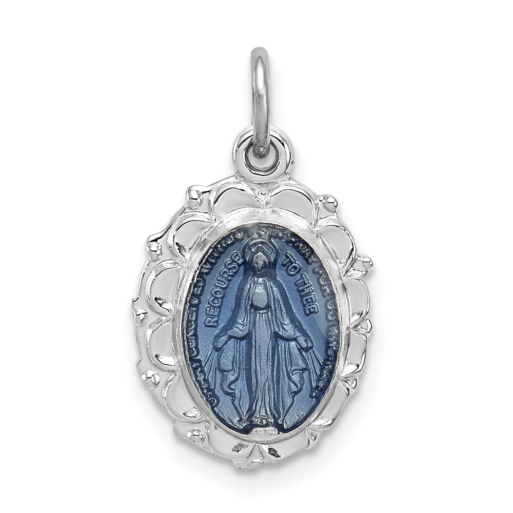 Sterling Silver Rhodium-plated Virgin Mary Medal