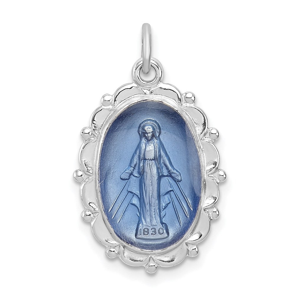 Sterling Silver Rhodium-plated Virgin Mary Medal