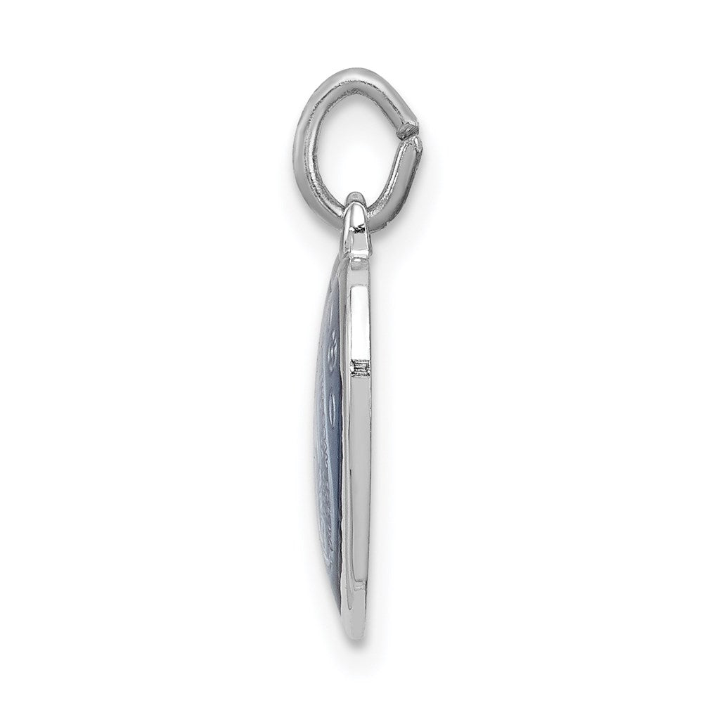 Sterling Silver Rhodium-plated Virgin Mary Heart Medal