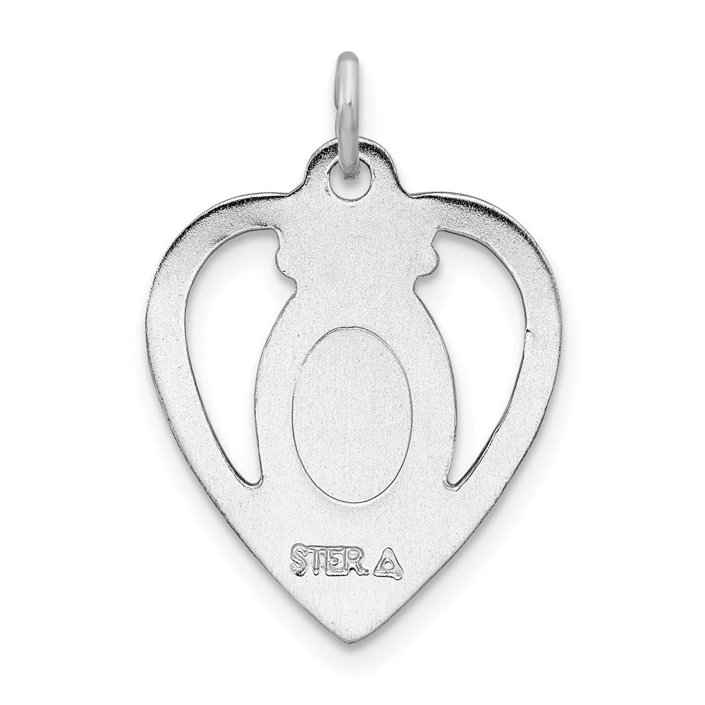Sterling Silver Rhodium-plated Virgin Mary Heart Medal