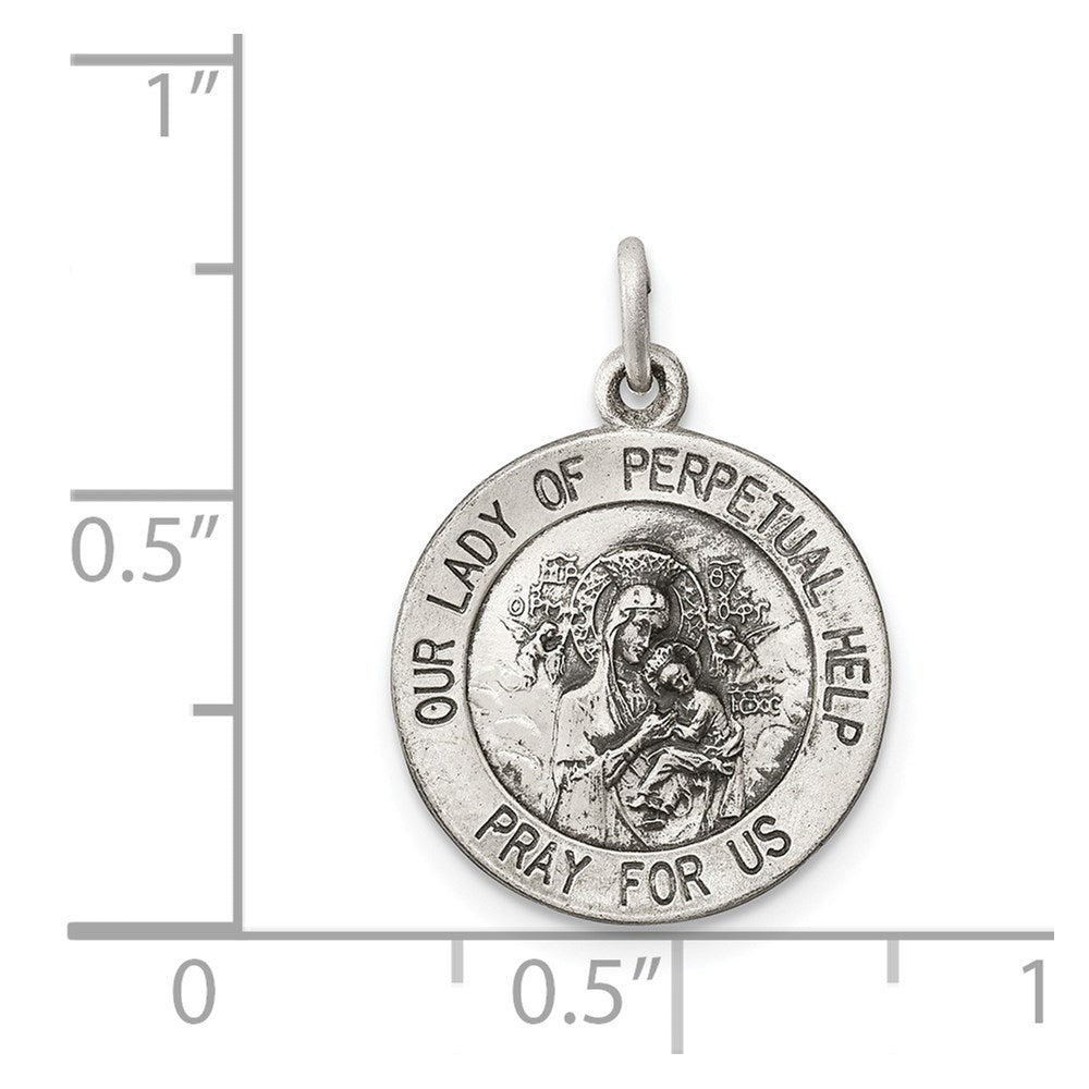 Sterling Silver Antiqued Our of Perpetual Help Medal