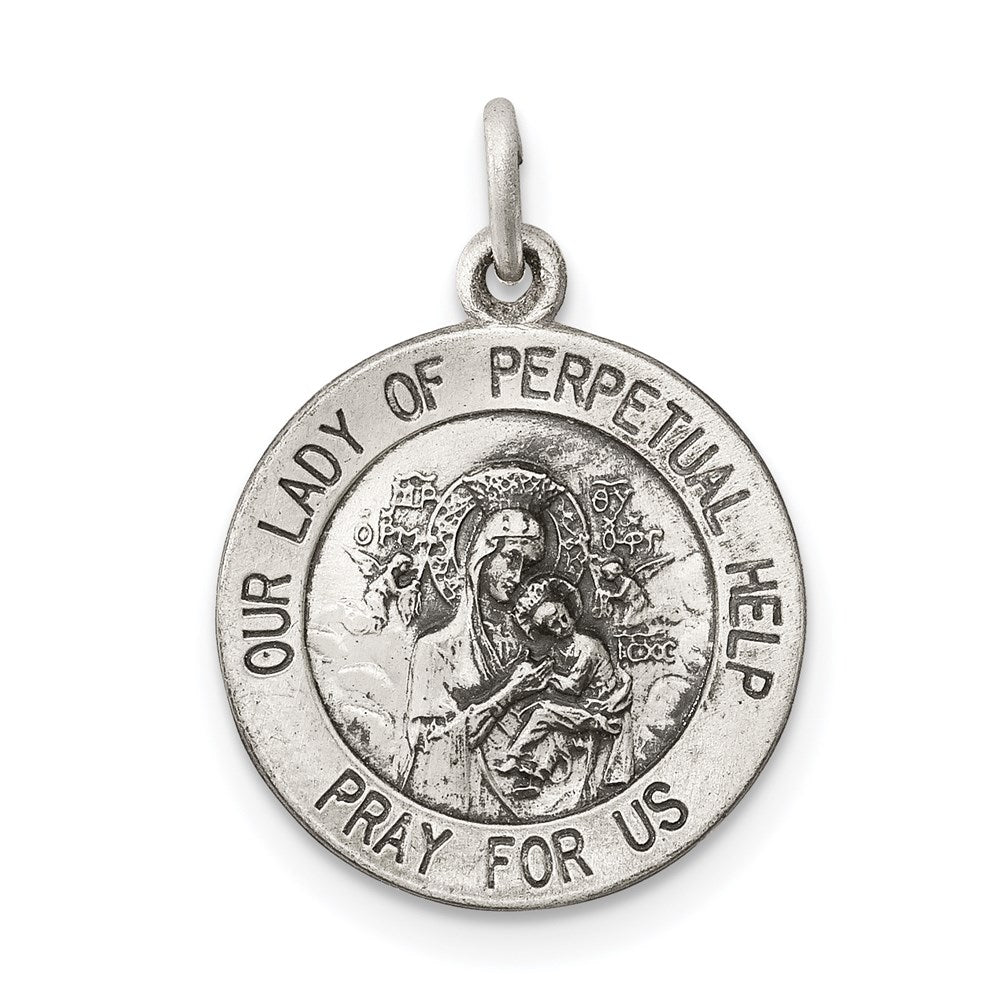 Sterling Silver Antiqued Our of Perpetual Help Medal