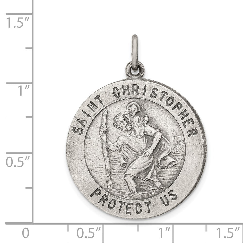Sterling Silver Antiqued St. Christopher Medal